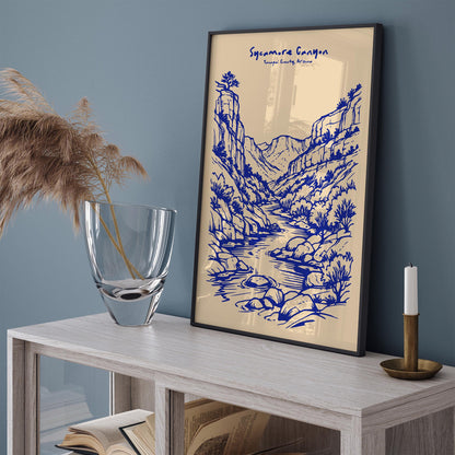 Sycamore Canyon Arizona Poster – Blue Travel Wall Art