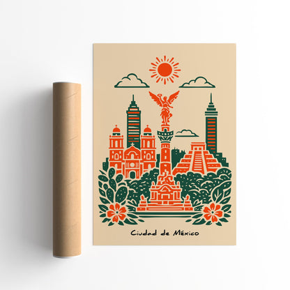 Ciudad de Mexico Travel Poster Print