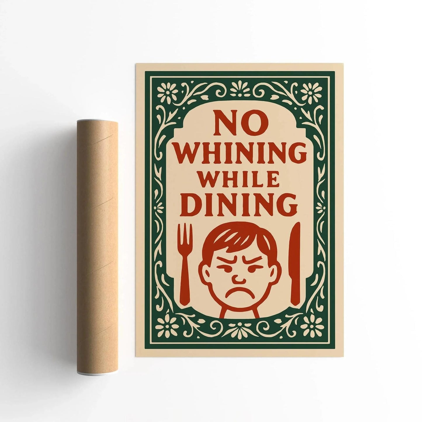 No Whining While Dining Quote Print - Moody Boy Wall Art