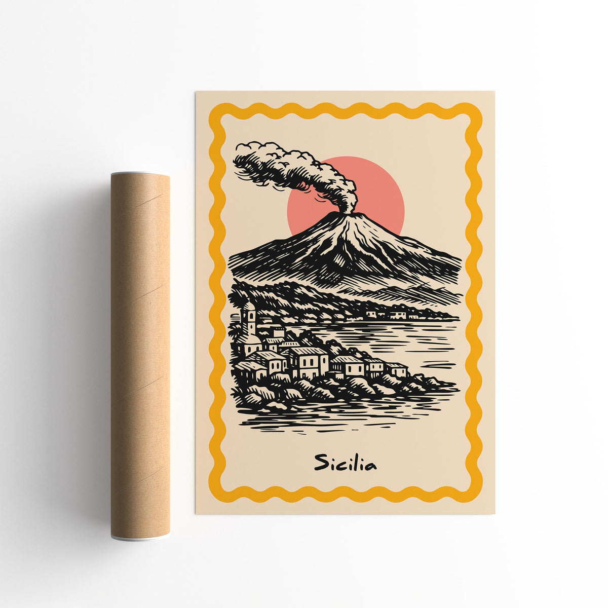 Sicily Mount Etna Travel Poster