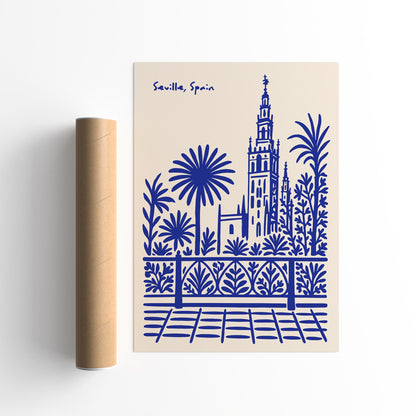 Seville, Spain Blue Travel Poster