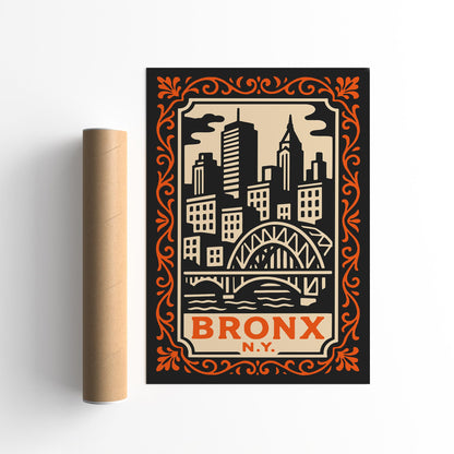 Bronx New York Cityscape Travel Poster