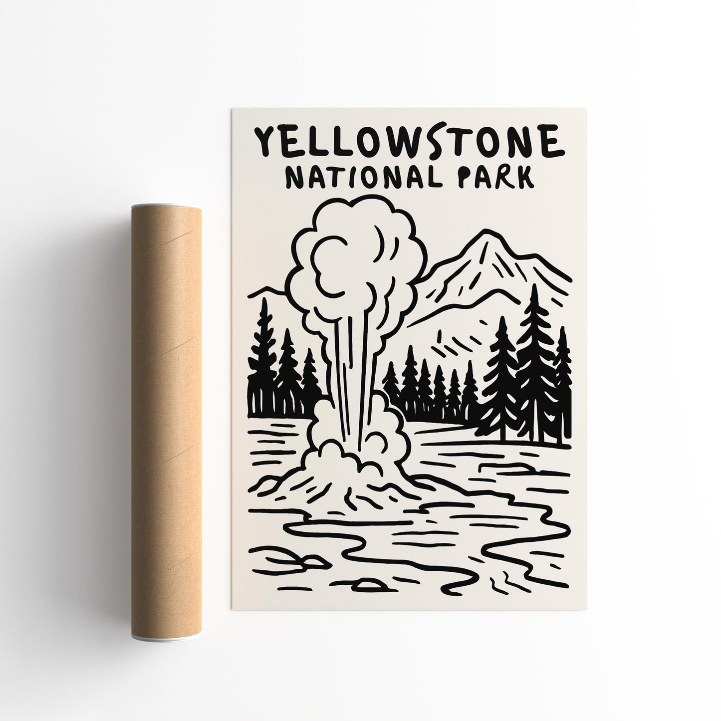 Yellowstone National Park Wall Art - Travel B&W Poster