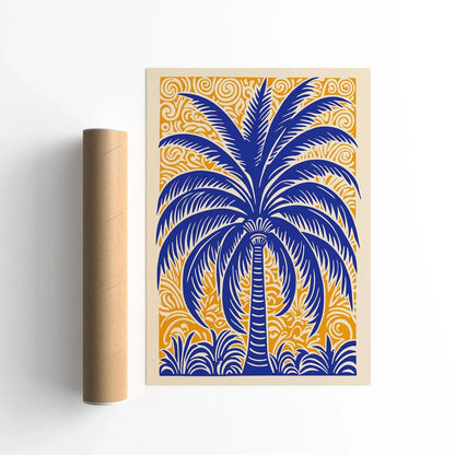 Blue Big Palm Tree Wall Art Decor