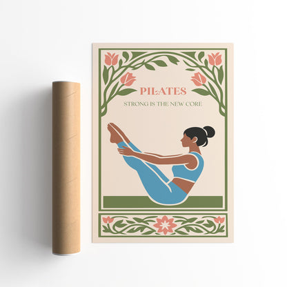 Pilates Poster – “Strong Is the New Core” Fitness Wall Art