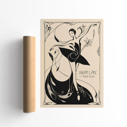 Swan Lake Ballet Art Nouveau Poster