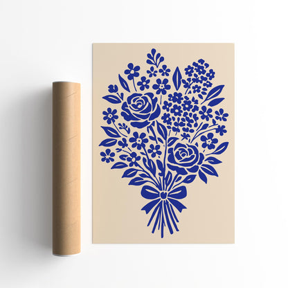 Blue Bouquet of Flowers Poster