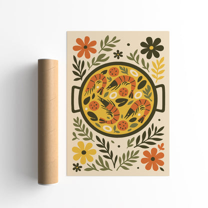 Spanish Paella Poster - Retro Kitchen Wall Art Print