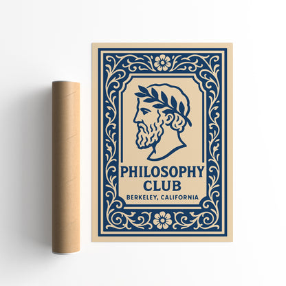 Navy Blue Berkeley Philosophy Club Art Poster
