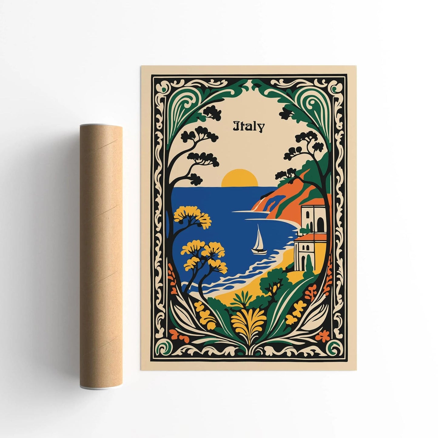 Italy Vintage Travel Lanscape Poster