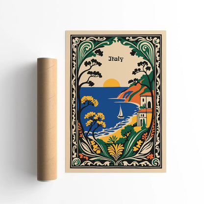 Italy Vintage Travel Lanscape Poster