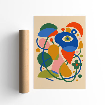 Retro Colorful Abstract Wall Art Print 2026