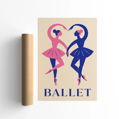 Ballet Poster Two Dancers in Heart Shape Print