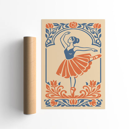 Vintage Ballerina Dancer Wall Art Print