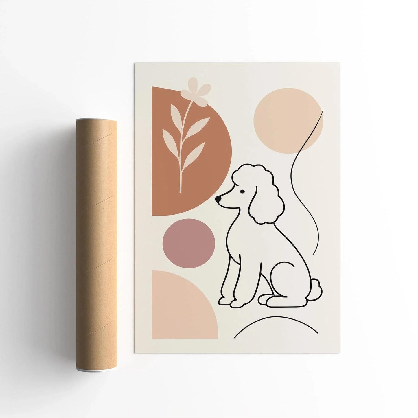 Aesthetic Poodle Dog in Neutral Soft Tones Poster
