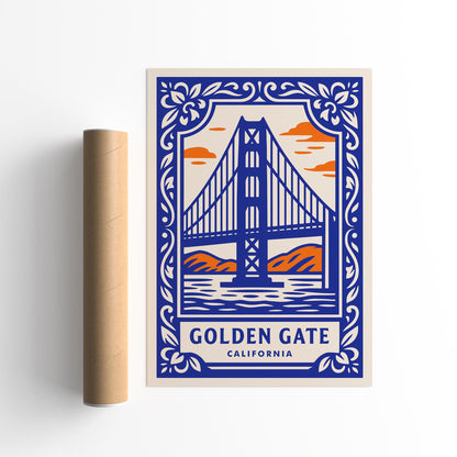 Golden Gate Calfornia Travel Poster