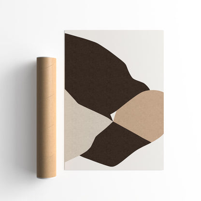 Abstract Brown Beige Wavy Shapes Wall Art Print 2026