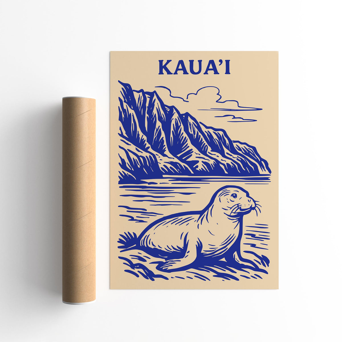 Kauai Hawaii Monk Seal Poipu Beach Art Poster