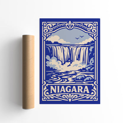 Niagara Landscape Poster - Blue Travel Wall Art Print