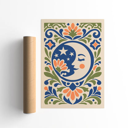 Cute Moon Poster - Kids Room Wall Art