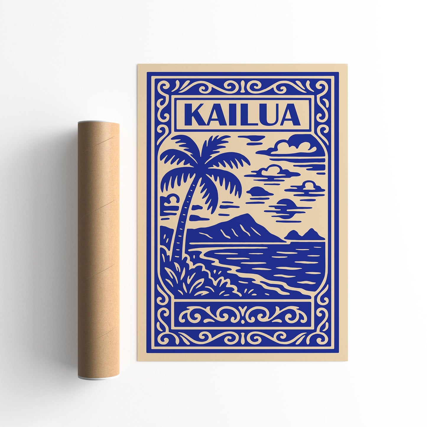 Kailua Travel Poster - Blue Hawaii Landscape Wall Art Print