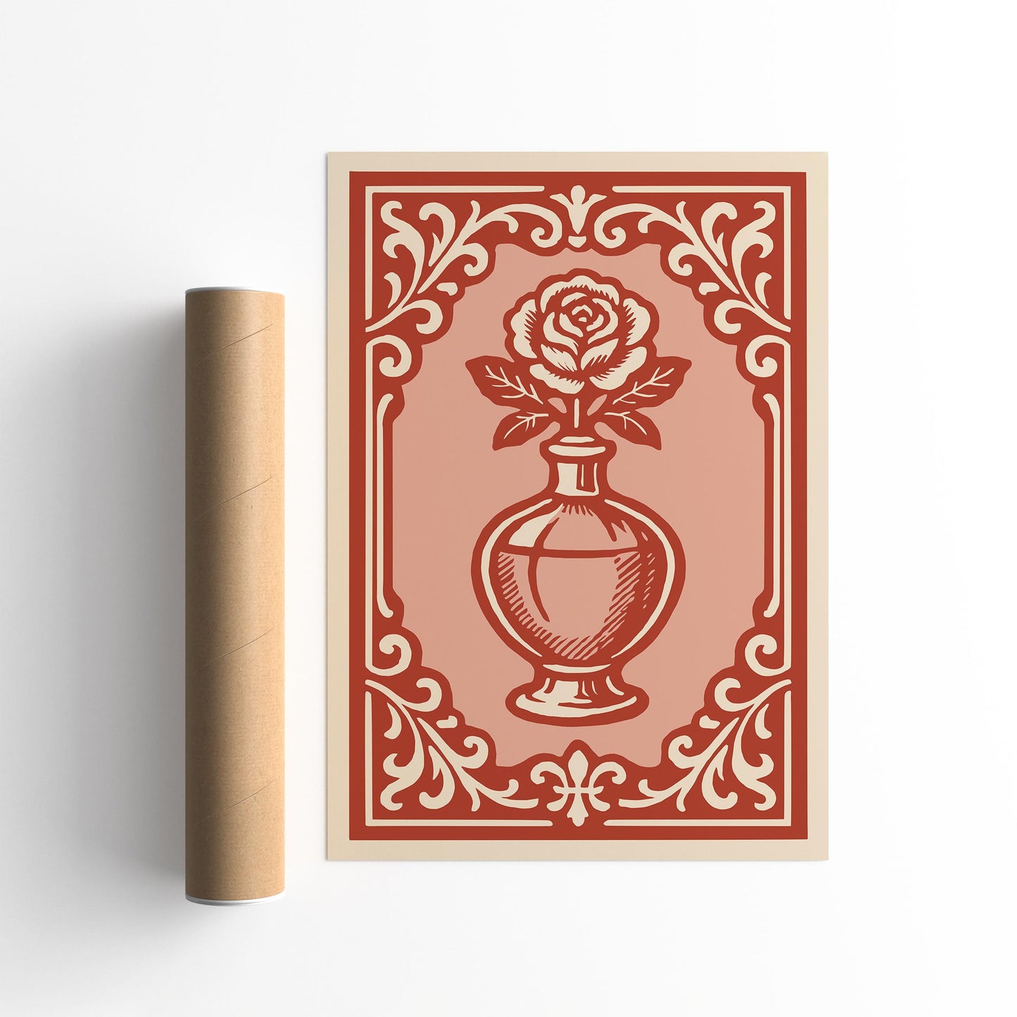 Bottle of Perfume Poster - Rococo Rose Art Print