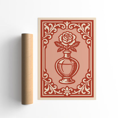 Bottle of Perfume Poster - Rococo Rose Art Print