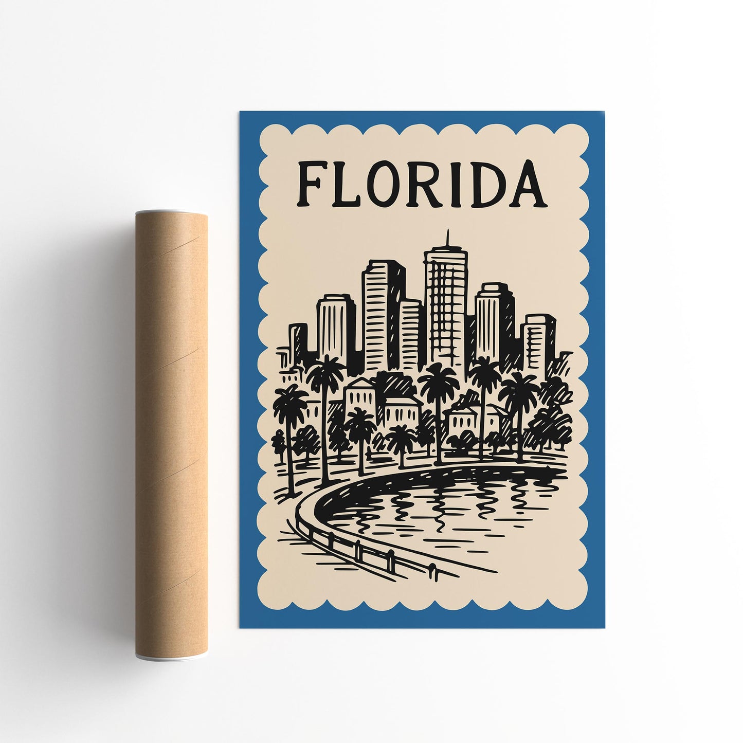 Florida Cityscape Poster - Blue Travel Wall Art 2026