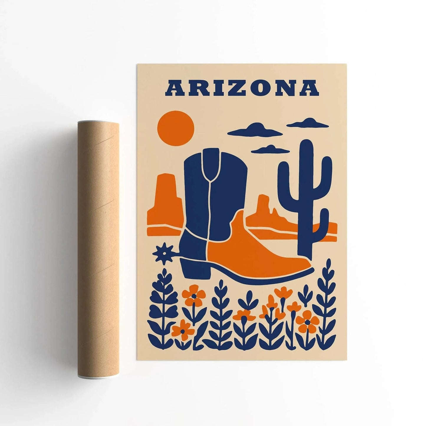 Arizona Texas Blue Orange Art Print