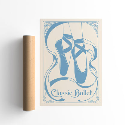 Blue Pointe Shoes Ballet Poster