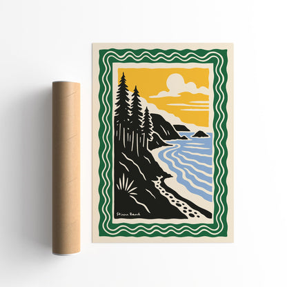 Stinson Beach, California Poster - Retro Landscape Wall Art