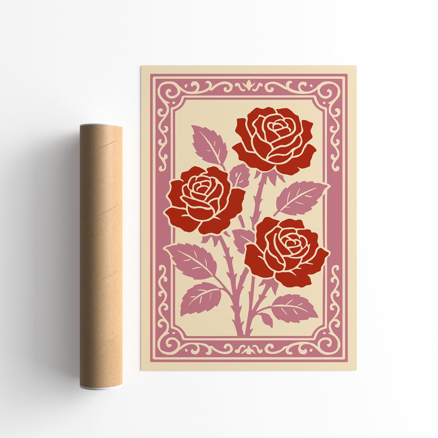 Red Roses Rococo Art Print