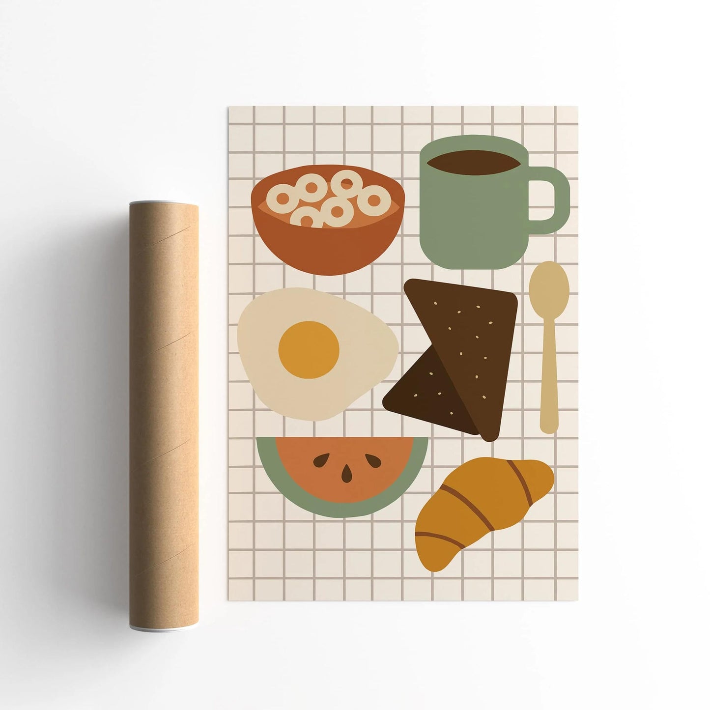 Retro Scandinavian Breakfast Art Print for Kitchen Wall Decor