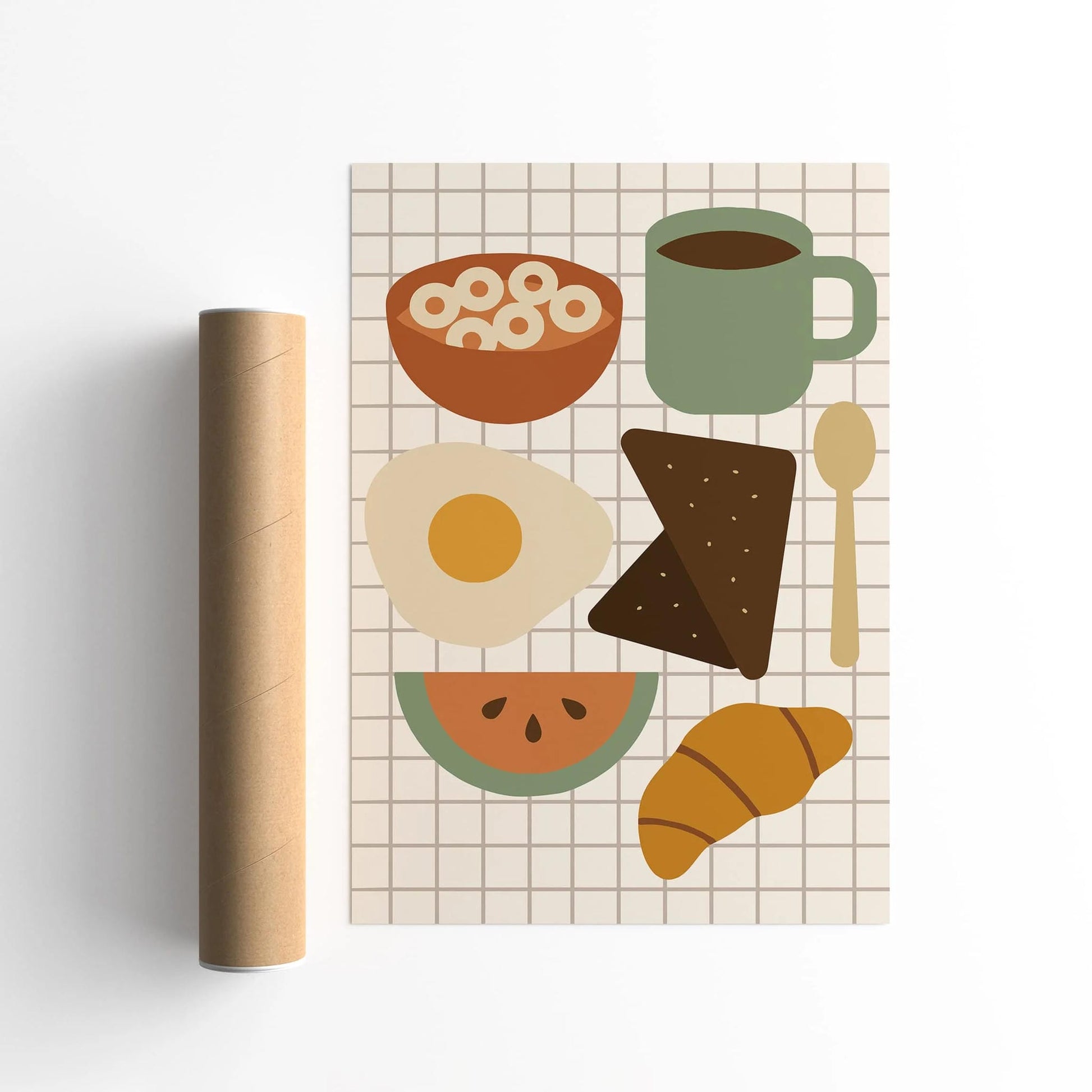 Breakfast Print Retro Scandinavian Breakfast Art Print for Kitchen Wall Decor ...