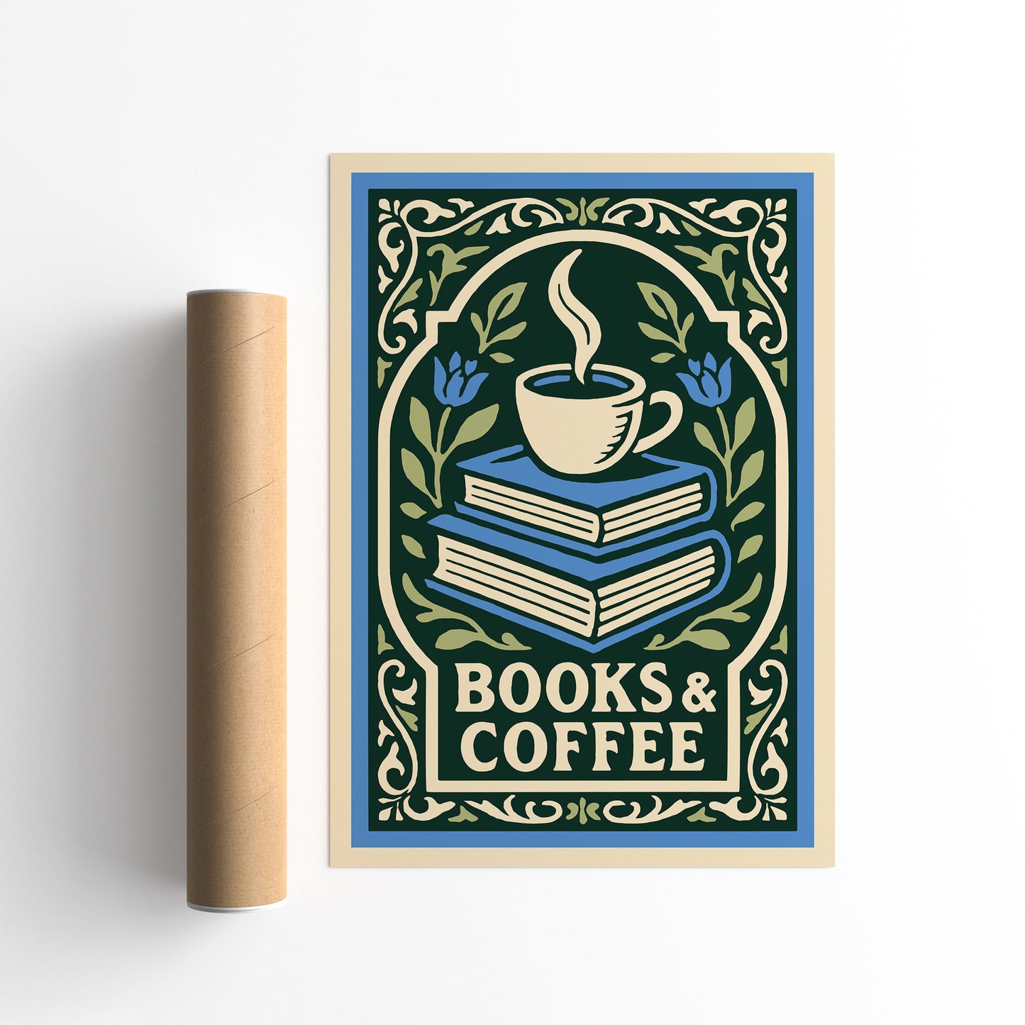 Books & Coffee Poster - Literary Art Print