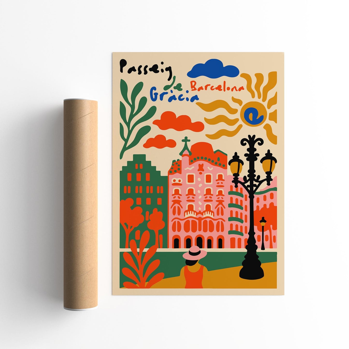 Paseo de Gracia Barcelona Travel Colorful Poster