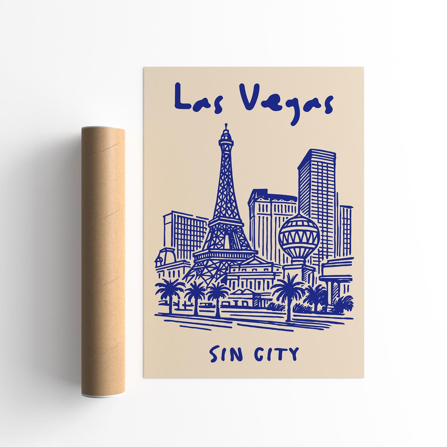 Las Vegas Sin City Poster - Blue Cityscape Wall Art Print