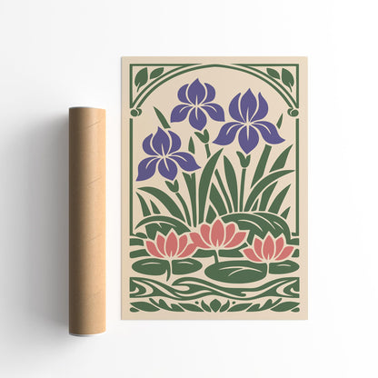 Water Lilies Botanical Poster