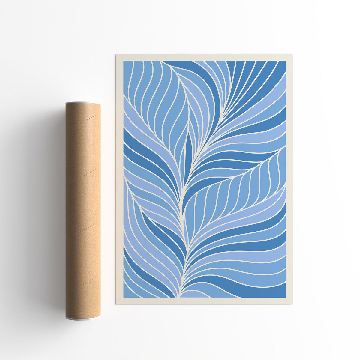 Blue Abstract Leaf Art Poster