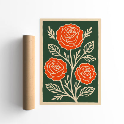 Retro Flower Art Print - Modern Botanical Wall Decor