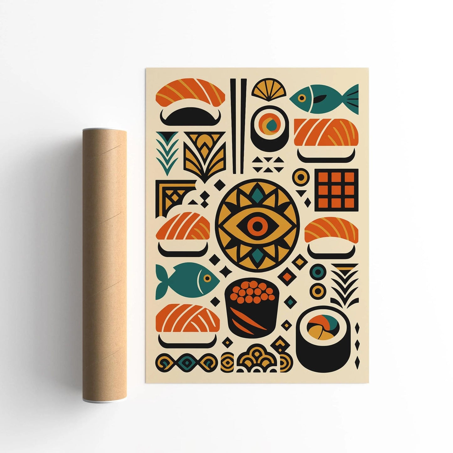 Bohemian Abstract Sushi Wall Art Print