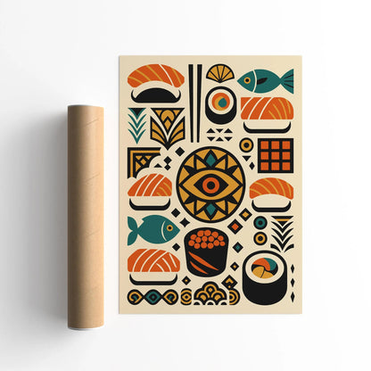 Bohemian Abstract Sushi Wall Art Print