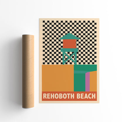 Rehoboth Beach Poster - Retro Travel Wall Art Print