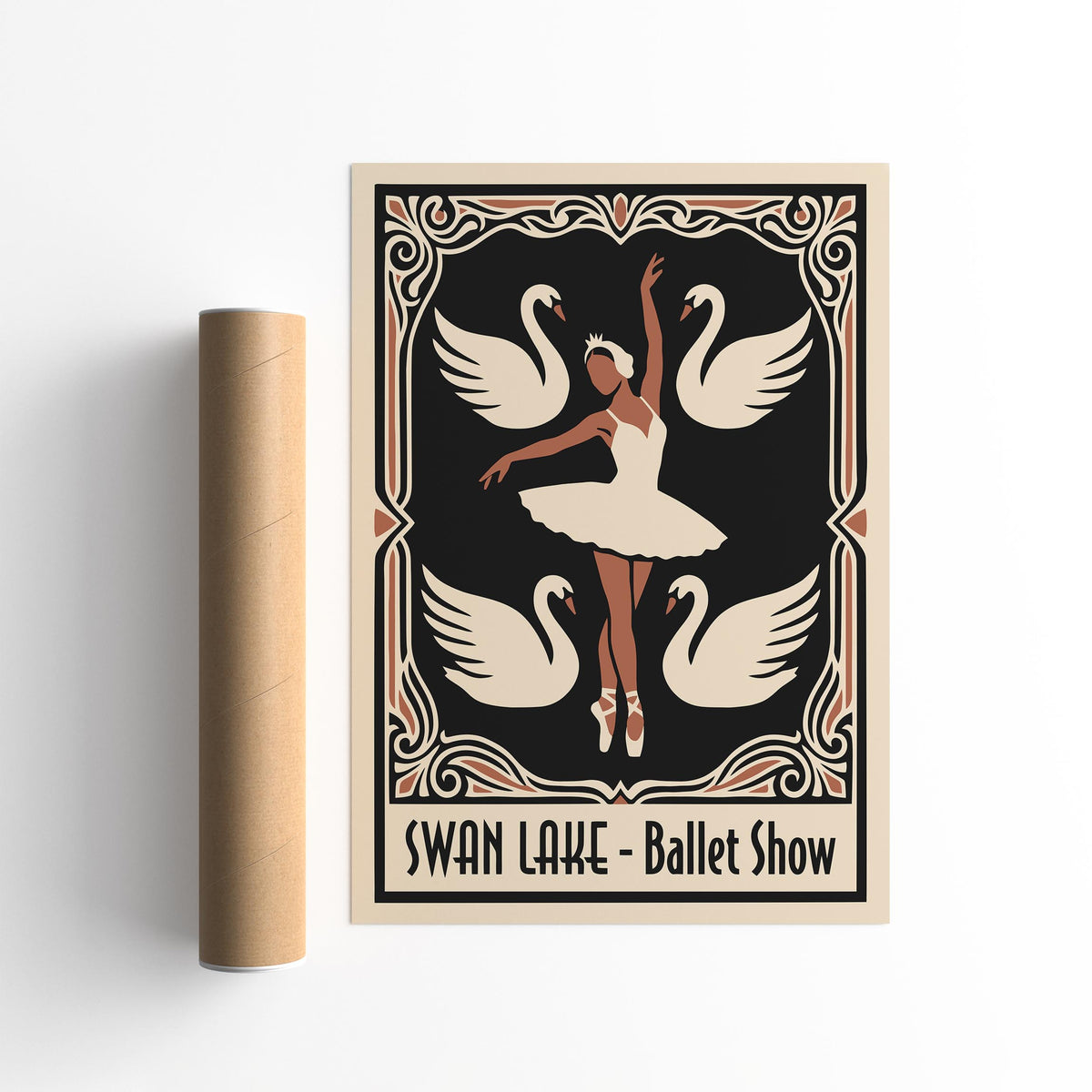 Swan Lake Ballet Art Nouveau Poster