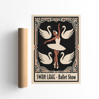 Swan Lake Ballet Art Nouveau Poster