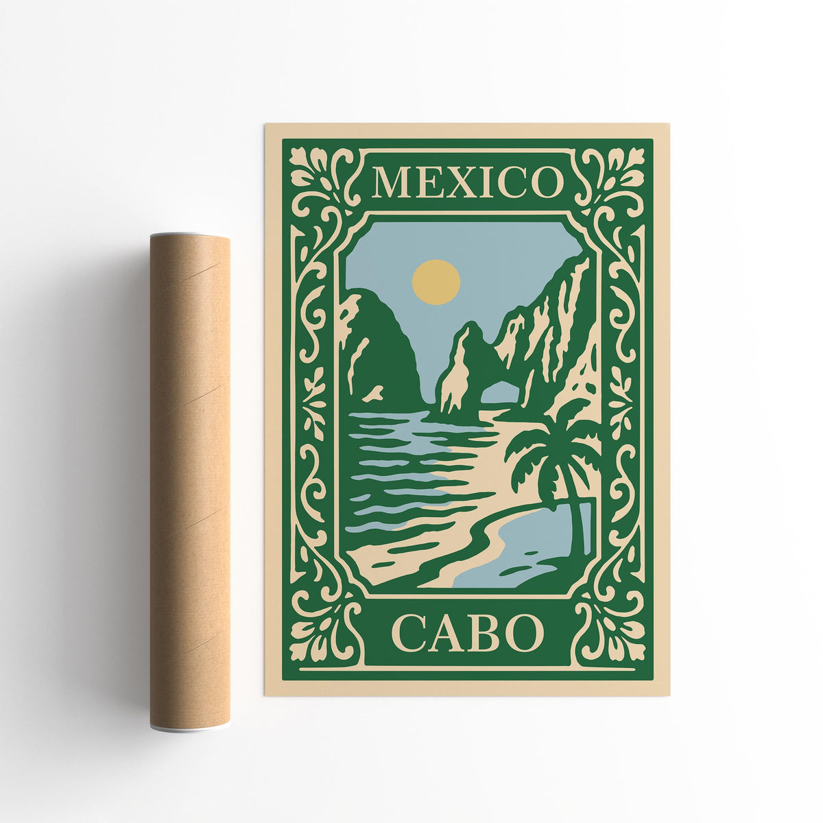 Cabo San Lucas Mexico Green Travel Poster