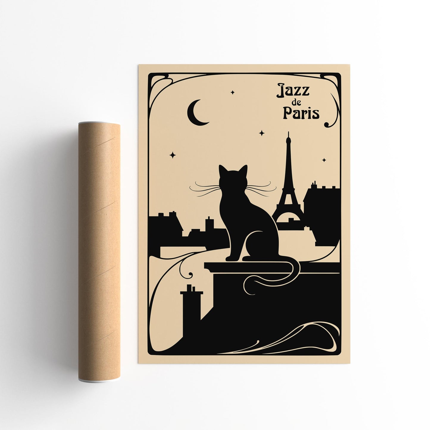 Vintage Jazz de Paris Poster – Music Cat Wall Art Print