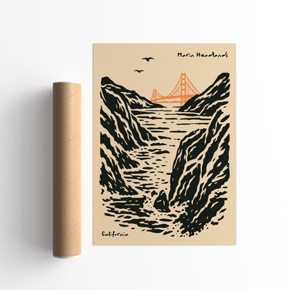 Marin Headlands Cliff California Poster