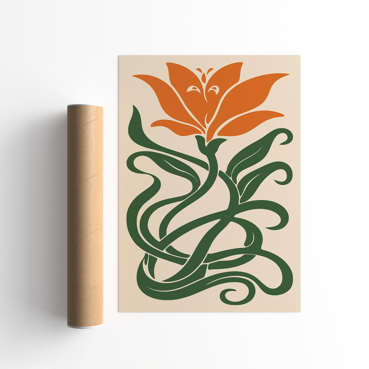 Orange Lily Flower Art Poster