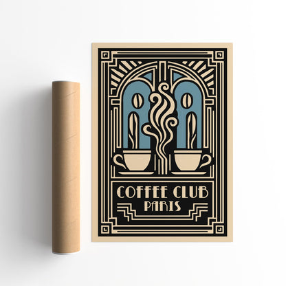 Coffee Club Paris Poster - Art Deco Cafe Wall Decoration